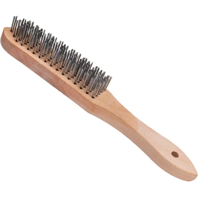 GEKO 5-rijen staalborstel - roestverwijdering - ergonomische houten greep - 13.5 x 2.5 cm werkoppervlak