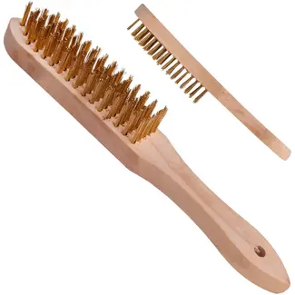 GEKO 5-rijen staalborstel - Roestverwijdering - Houten handvat - 28 cm - Ergonomisch ontwerp