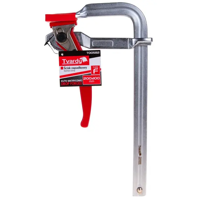 Tvardy Klem met ratelsysteem - Gesmeed staal - 200x100 mm - 500 kg klemmkracht - Chroom beschermlaag