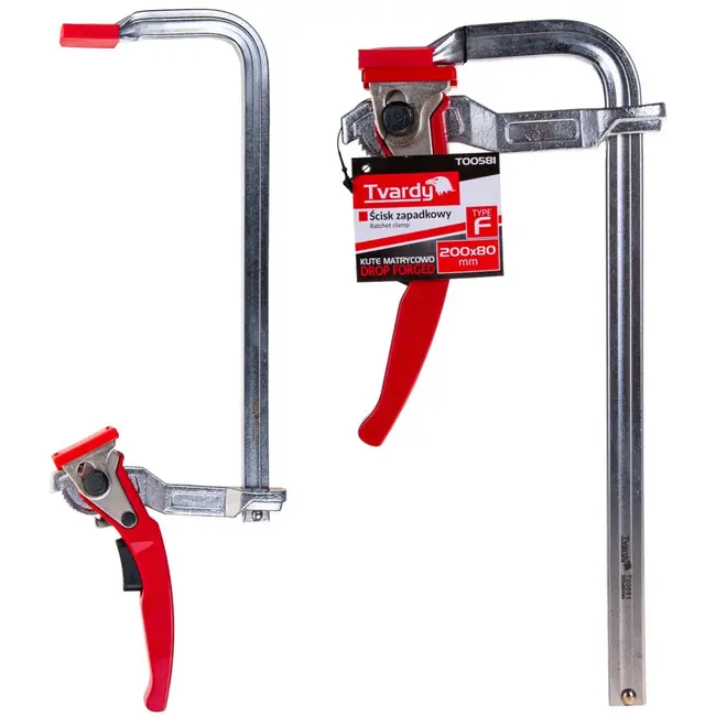 Tvardy Ratelsysteem houtklem - 200x80 mm - 500 kg klemkracht - Chroomlaag - Kunststof bescherming