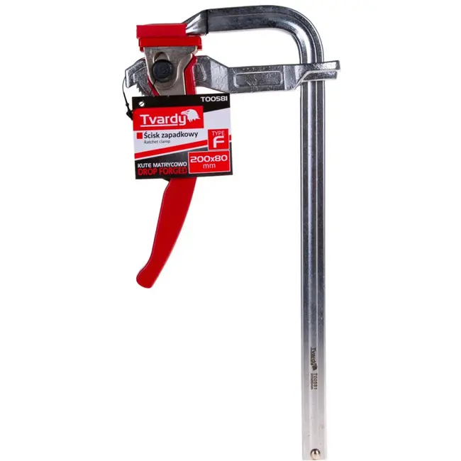 Tvardy Ratelsysteem houtklem - 200x80 mm - 500 kg klemkracht - Chroomlaag - Kunststof bescherming