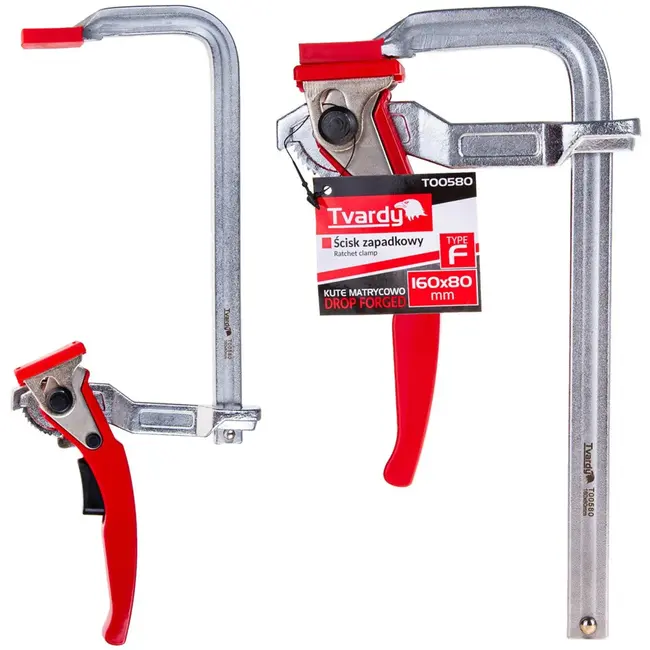 Tvardy Ratelsysteem houtklem - Gesmeed staal - 160x80 mm - 500 kg klemkracht