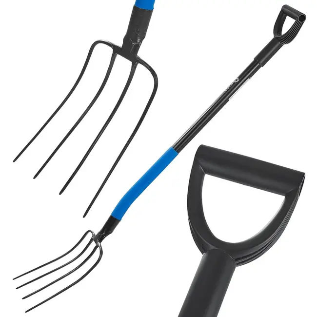 GEKO 4-tands spitvork - ergonomisch - 135 cm - staal - D-handvat