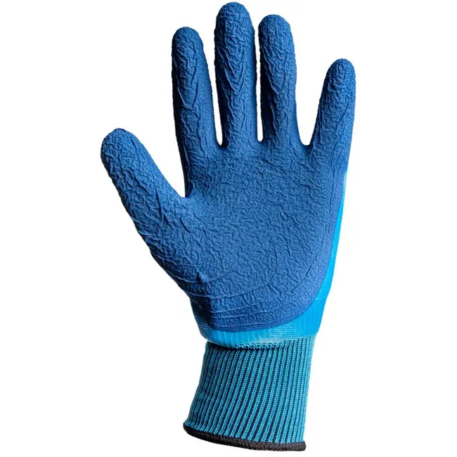 GEKO Waterdichte werkhandschoenen - polyester latex - maat 9 - blauw - 12 stuks