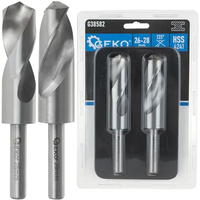 GEKO HSS metaalborenset - 26-28 mm - 2 stuks - Slijtvast en nauwkeurig