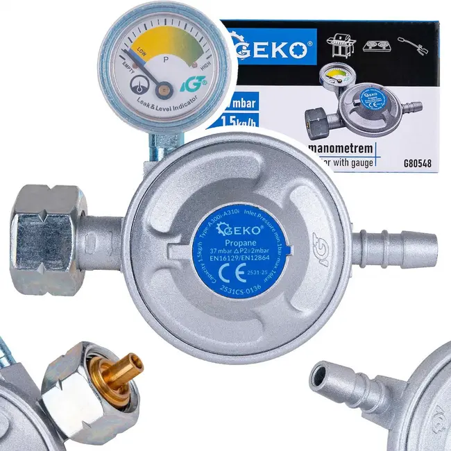 GEKO Gasregelaar met manometer - 37 mbar - 1,5 kg/h - Veilig en veelzijdig