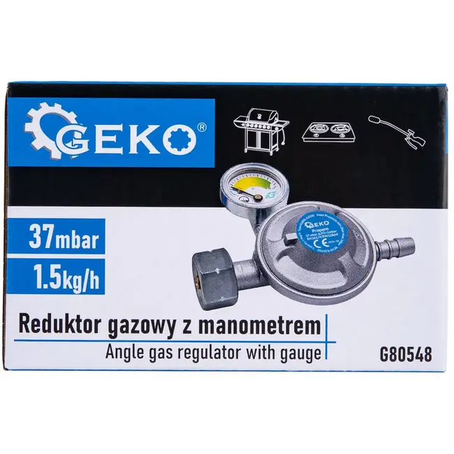 GEKO Gasregelaar met manometer - 37 mbar - 1,5 kg/h - Veilig en veelzijdig