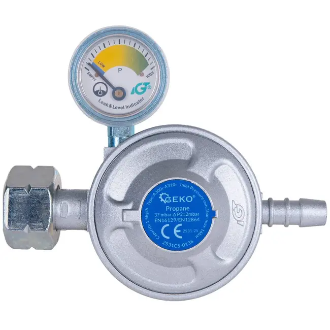 GEKO Gasregelaar met manometer - 37 mbar - 1,5 kg/h - Veilig en veelzijdig