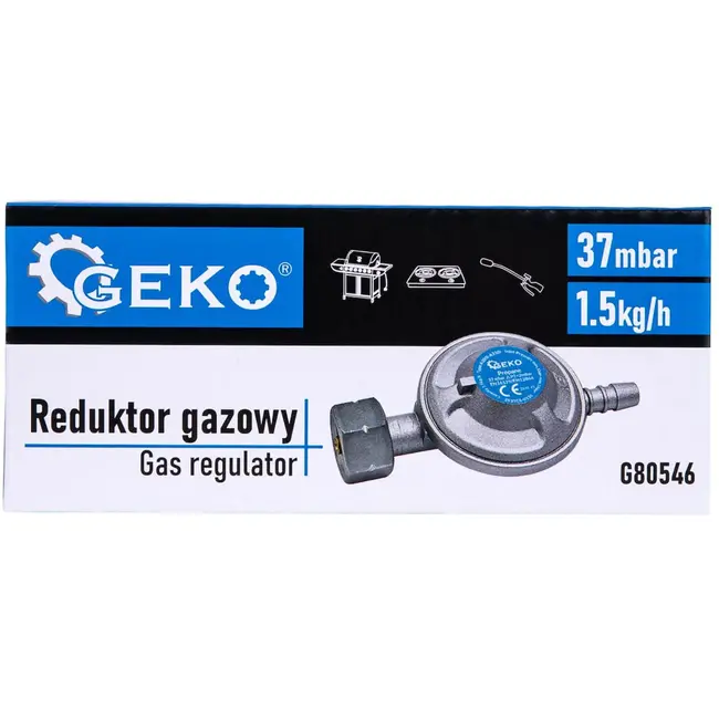GEKO Gasregelaar - 37 mbar - 1,5 kg/h - Veilig & Efficiënt - Voor Diverse Toepassingen