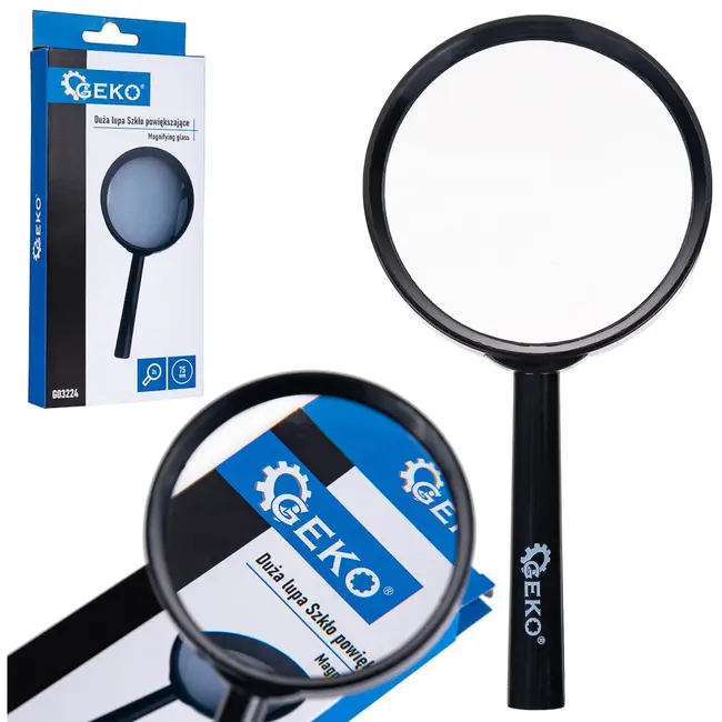 GEKO Vergrootglas - 75 mm - 3x vergroting - Dubbelzijdig - Ergonomisch ontwerp - Zwart