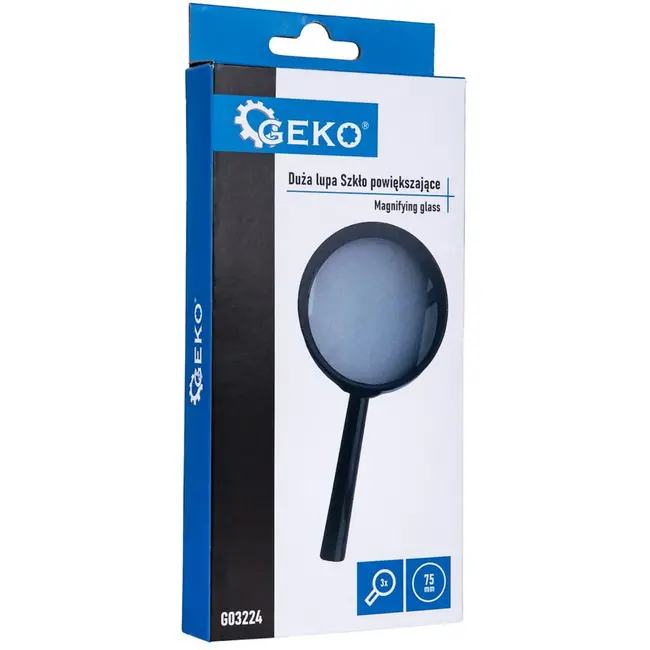 GEKO Vergrootglas - 75 mm - 3x vergroting - Dubbelzijdig - Ergonomisch ontwerp - Zwart