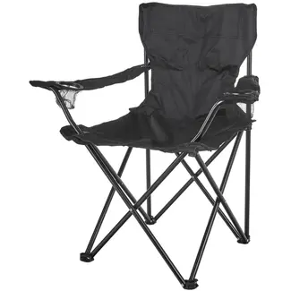 Keltin Opvouwbare toeristenstoel - Zwart - Duurzaam polyester - Stabiel stalen frame - Inclusief draagtas