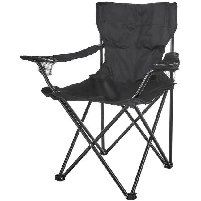 Keltin Opvouwbare toeristenstoel - Zwart - Duurzaam polyester - Stabiel stalen frame - Inclusief draagtas