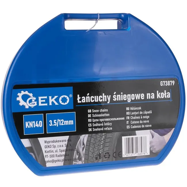 GEKO Sneeuwkettingen - KN140 - Vierkante Stalen Schakels - 12 mm Hoog - Set voor 2 Wielen