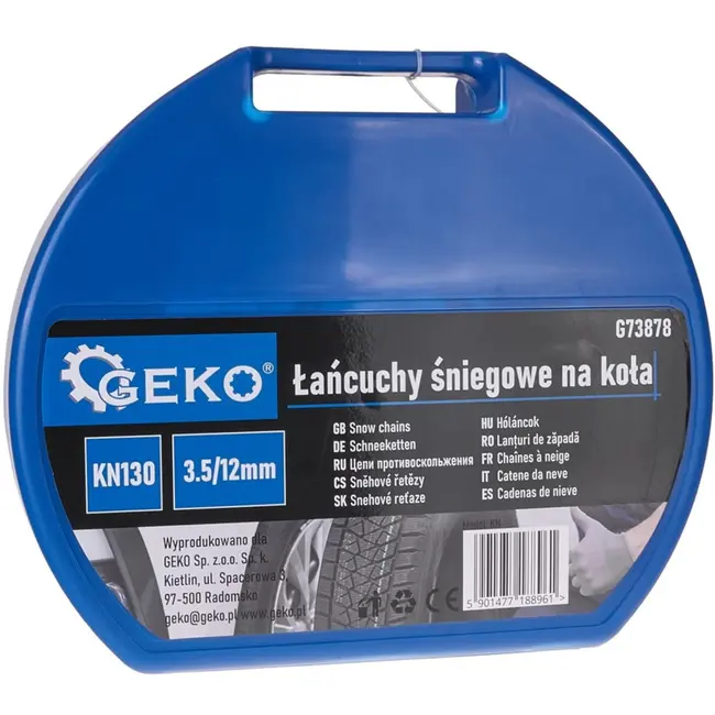 GEKO Sneeuwkettingen - KN130 - Vierkante Stalen Schakels - 12 mm Hoogte - Set voor 2 Wielen