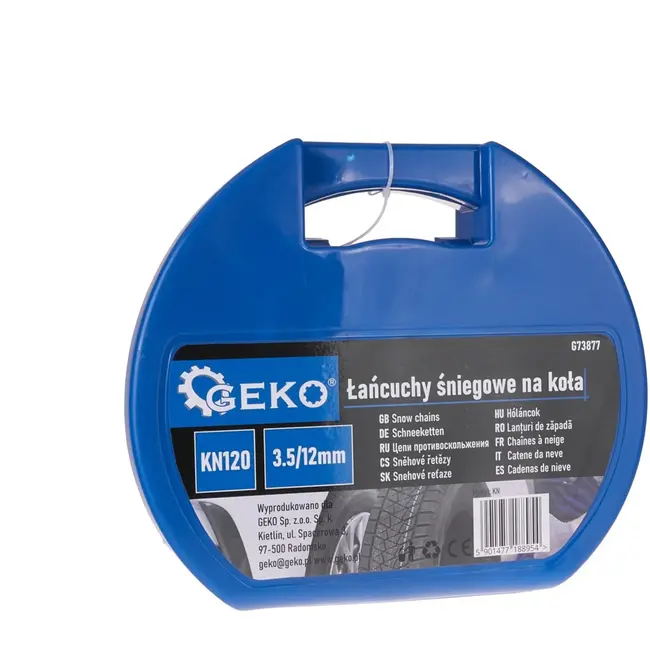 GEKO Sneeuwkettingen - KN120 - Vierkante Stalen Schakels - 12 mm Hoogte - Set voor 1 As