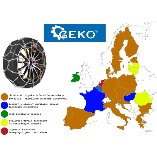 GEKO Sneeuwkettingen - KN120 - Vierkante Stalen Schakels - 12 mm Hoogte - Set voor 1 As