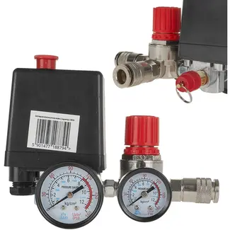 GEKO Drukregelaar voor compressoren - 230V - 12 bar - Inclusief veiligheidsklep