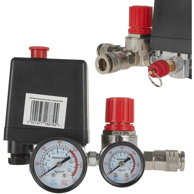 GEKO Drukregelaar voor compressoren - 230V - 12 bar - Inclusief veiligheidsklep