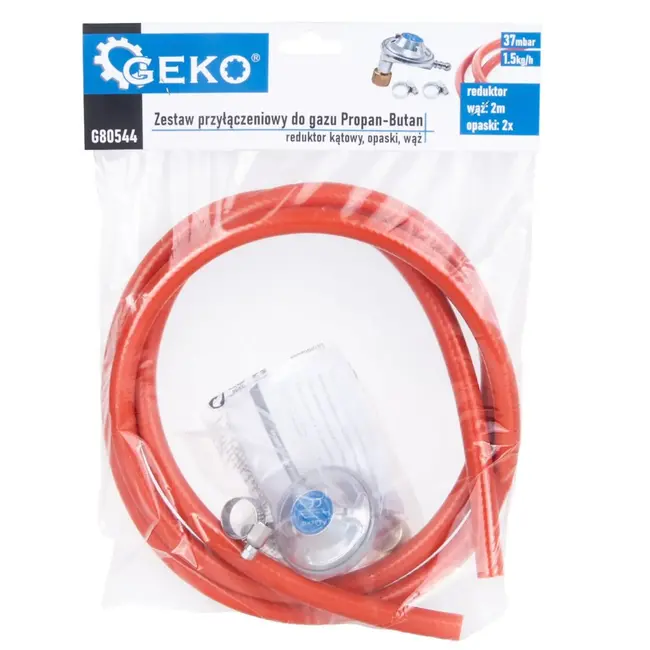 GEKO Gas aansluitset - hoekregelaar - 2m slang - veilig en veelzijdig