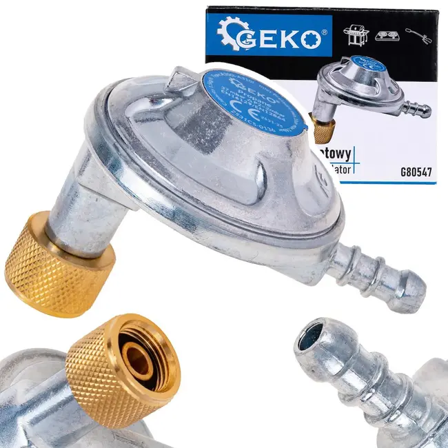 GEKO Hoekige gasregelaar - 37 mbar - 1,5 kg/h - Veilig & efficiënt - Voor krappe ruimtes