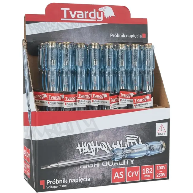 Tvardy Spanningsmeter - Ergonomisch - 185 mm - 100-250V - Transparant Handvat - 24 stuks