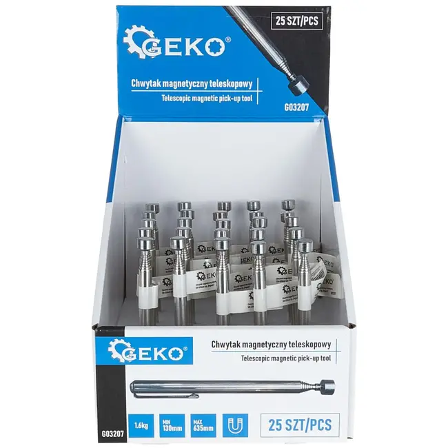 GEKO Telescopische magnetische penhouder - Verstelbaar 130-635 mm - Compact ontwerp - Sterke magneet - 25 stuks