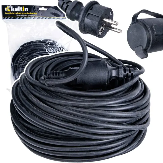Keltin Bouwplaats verlengkabel - 40m - IP44 - Zwart - Veilig en Duurzaam