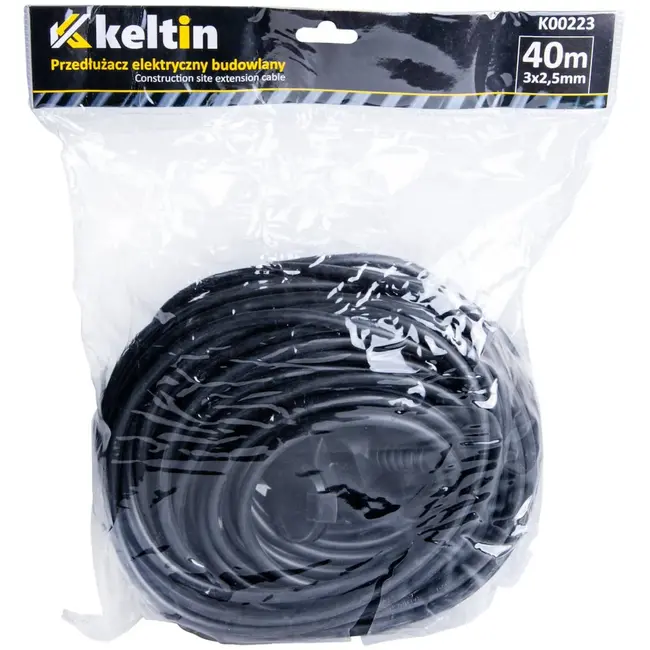 Keltin Bouwplaats verlengkabel - 40m - IP44 - Zwart - Veilig en Duurzaam