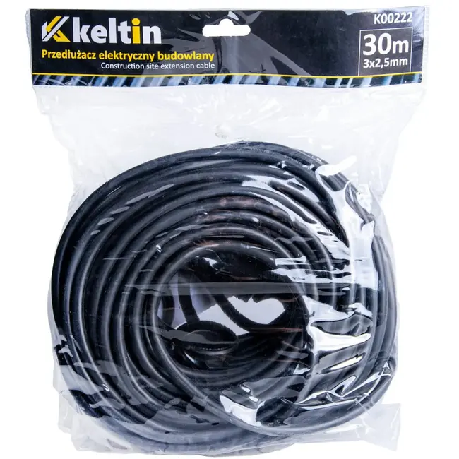 Keltin Bouwplaats verlengkabel - 30m - IP44 - Zwart - Veilig en Duurzaam