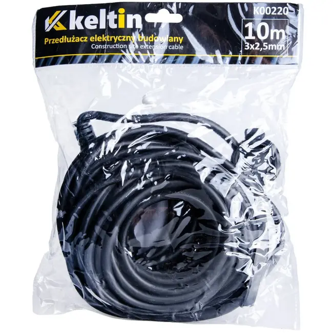 Keltin Bouwplaats verlengkabel - 10m - IP44 - Weerbestendig - Zwart