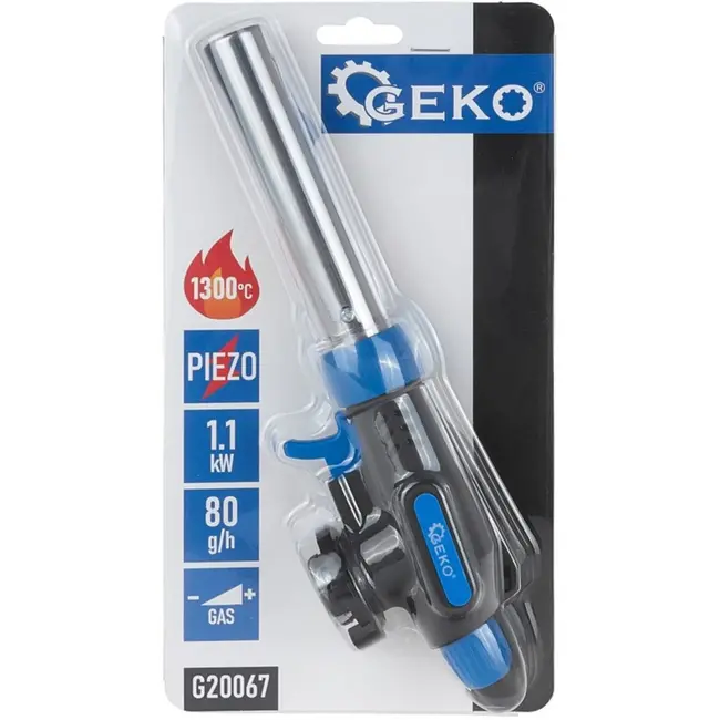 GEKO Gasbrander - Lang mondstuk - Piezo-ontsteking - Vlamregeling - 1,1 kW