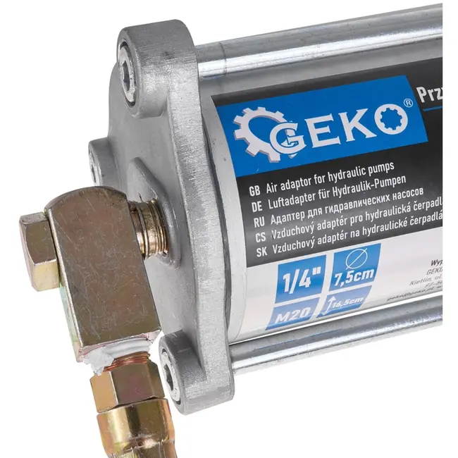 GEKO Pneumatische adapter voor hydraulische pompen - 12 cm cilinder - 130 cm slang