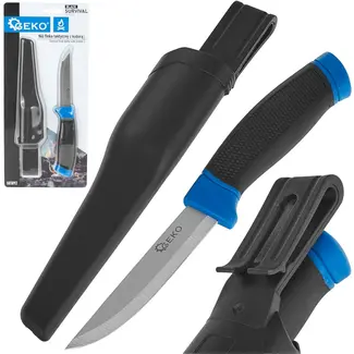 GEKO Tactisch puukko mes - vast lemmet - zwart - 215 mm - met holster