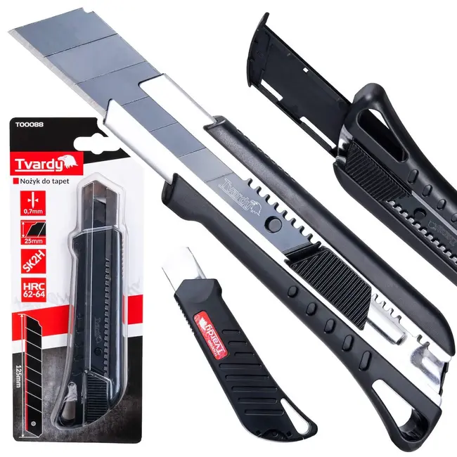 Tvardy Utility mes - Duurzaam SK2H staal - 125 mm - Zwart ontwerp