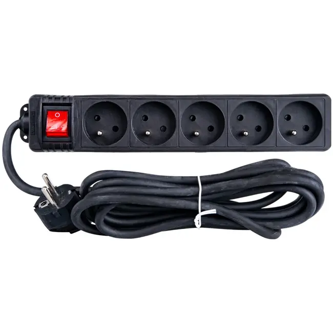 Keltin Verlengsnoer met schakelaar - 5 stopcontacten - 3 meter - zwart