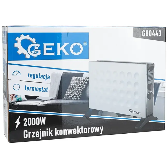 GEKO Convector kachel - modern design - 3 warmtestanden - 2000W - wit - draagbaar