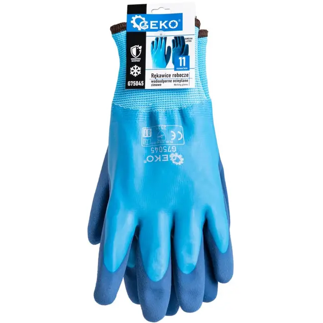 GEKO Waterdichte winterwerkhandschoenen - Thermisch geïsoleerd - Latexcoating - Maat 11 - Blauw - 12 stuks