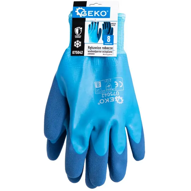 GEKO Waterdichte winterwerkhandschoenen - thermisch geïsoleerd - maat 8 - blauw - 12 stuks