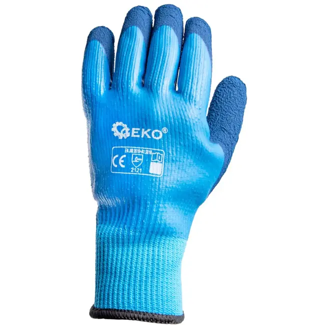 GEKO Waterdichte thermische werkhandschoenen - jersey latex - maat 10 - blauw - 12 stuks