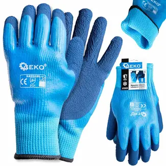 GEKO Waterdichte thermische werkhandschoenen - Warmte & grip - Maat 8 - Blauw - 12 stuks