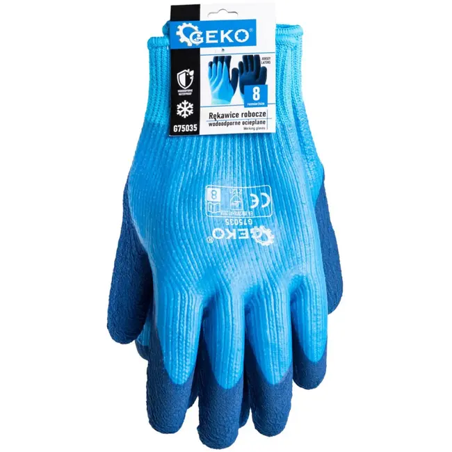 GEKO Waterdichte thermische werkhandschoenen - Warmte & grip - Maat 8 - Blauw - 12 stuks