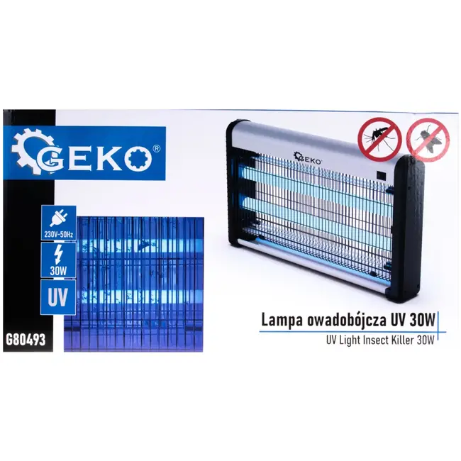 GEKO UV insectenlamp - 30W - Veilig & effectief - Makkelijk schoon te maken - Inclusief ophangketting