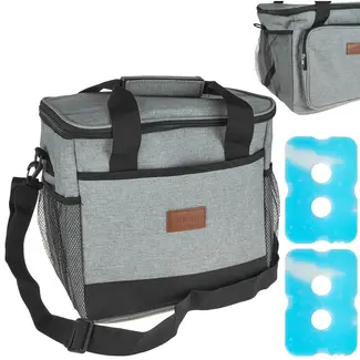 Keltin Thermische koeltas - 18L - Grijs - Inclusief 2 koelelementen - Tot 8 uur temperatuurbehoud