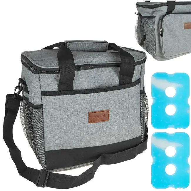 Keltin Thermische koeltas - 18L - Grijs - Inclusief 2 koelelementen - Tot 8 uur temperatuurbehoud