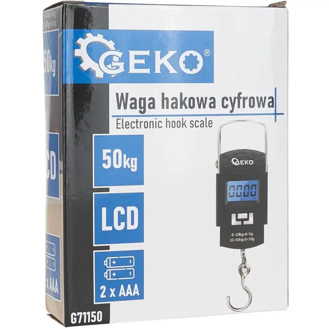GEKO Digitale hangweegschaal - 50 kg - Backlit LCD - Compact en lichtgewicht