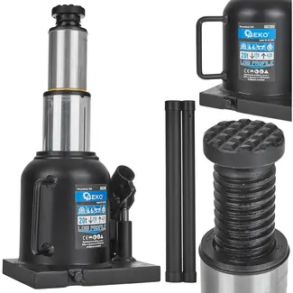 GEKO Hydraulische fleskrik - laag profiel - 20T - twee-traps zuiger - compact ontwerp GEKO Hydraulische fleskrik - laag profiel - 20T - twee-traps zuiger - compact ontwerp