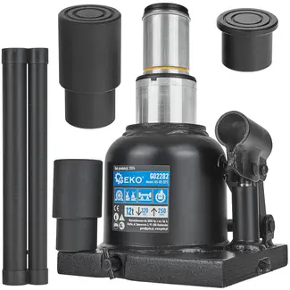 GEKO Hydraulische fleskrik - laag profiel - 12T - tweestapsysteem - compact ontwerp