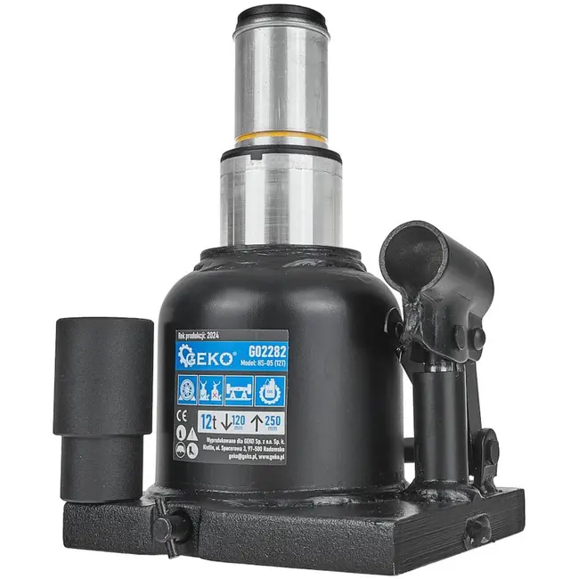 GEKO Hydraulische fleskrik - laag profiel - 12T - tweestapsysteem - compact ontwerp