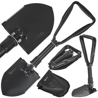 GEKO 2-in-1 opvouwbare survival schep - compact - verstelbaar - zwart